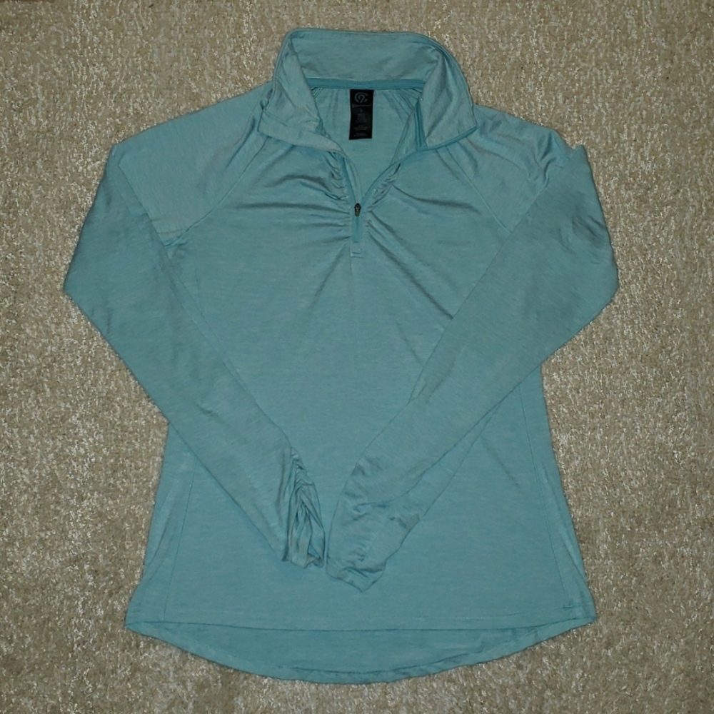 Champion 3/4 Zip Top Womens Size Small Sky Blue